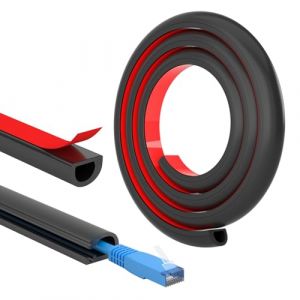 FIXCHORD Goulotte Autocollante, Goulotte &Eacute;lectrique, Retardateur de Flammes, Peinturable, Goulotte D&eacute;corative pour La Maison et au Bureau, 15mm (Largeur) x 10mm (Hauteur) x 1m Longueurs - Noir (HOMMAND EU, neuf)