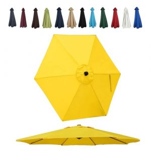 JEDAL Auvent de Remplacement pour Parasol de 200cm 250cm 270cm 300cm toile de rechange de Parasol 6 Baleines Housse De Rechange de Polyester de Parasol de Terrasse UV30+(Jaune,250cm) (HLYCc, neuf)