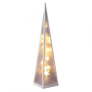 Spetebo Pyramide LED 60 cm avec &eacute;toiles rotatives &ndash; 20 LED blanc chaud &ndash; C&ocirc;ne de lumi&egrave;re d&eacute;coratif avec effet holographique (Special-trends, neuf)