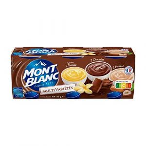 MONT BLANC - Crème Dessert Multivariétés Chocolat/Vanille/Praliné 6X125G - Trois Articles (J&S France, neuf)