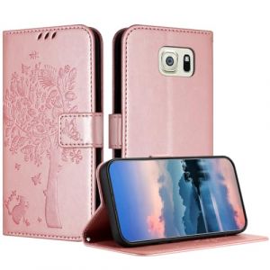 JayModCase Coque pour Samsung Galaxy S6 Edge Plus / S6 Edge+, Coque Portefeuille Housse Cuir avec Porte Cartes et béquille Fermeture magnétique Étui pour Samsung S6 Edge Plus - Or Rose (HXM STORE - EU, neuf)