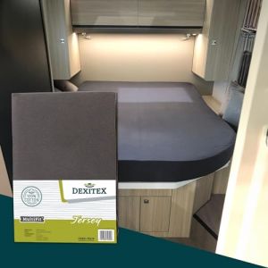 Dexitex - Drap Housse Camping Car - Lit Central - Caravane Matelas - lit Queens- Lit Caravane - Lit Camping Car - Oeko-Tex - 100% Coton - Anthracite - (135-160cmx190-210cm) (Dexitex, neuf)