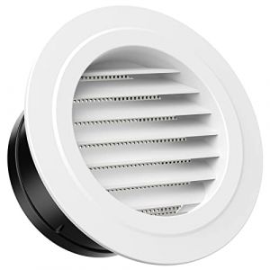 Hon&Guan Grilles d’aération 125mm, avec Moustiquaire, Grille Aeration Ronde, Bouche vmc 125mm, Grille de Ventilation Pour SDB, WC, Cuisine, Garage, Montage sur Plafond ou Mur (EU AOYUN Direct, neuf)