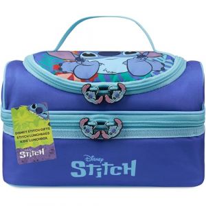 Get Trend Disney Stitch Sac Isotherme Repas Enfant Sacs Lunch avec 2 Compartiments pour Boite à Gouter École Sortie Pique Nique (Bleu Stitch) (Get Trend., neuf)