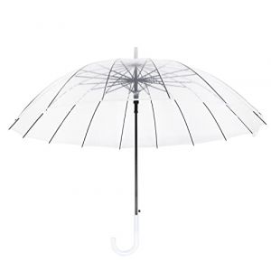 Meichoon Parapluie transparent pour mariage, 16 baleines, grande taille, coupe-vent, ouverture automatique, transparent, essentiels de voyage, Blanc 1 paquet, Compacte (Meichoon Direct, neuf)
