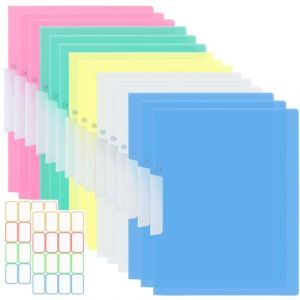WOOWAIR Chemises A4 en Plastique Translucide, 15PCS, Rouge, Bleu, Vert, Jaune, Blanc, 5 Couleurs, A4, Moderne, 31.8 x 23 cm, 30 feuilles, 1 unité (DERUNRUN, neuf)