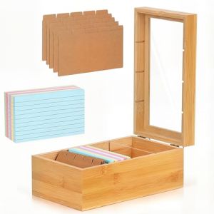 Bo&icirc;te &agrave; fiches A7 en bois avec couvercle - 25,4 x 15 x 10 cm - Bo&icirc;te de vocabulaire avec 300 cartes - Bo&icirc;te &agrave; fiches pour vocabulaire - Pour le bureau et les &eacute;coles (XKDOZ, neuf)