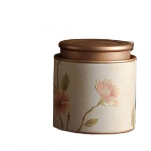 Bo&icirc;te de rangement vide en &eacute;tain, &eacute;l&eacute;gante bo&icirc;te en m&eacute;tal vintage pour th&eacute;, pot de rangement pour caf&eacute;, herbes, bonbons, chocolat, sucre, &eacute;pices (Blanc-S) (GUANZHINING, neuf)