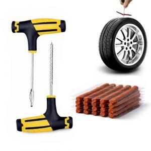 Qibivfo Kit R&eacute;paration Pneu Voiture &ndash; M&egrave;che Pneu Crevaison, Kit Anti Crevaison Voiture Tubeless, 20 M&egrave;ches + 2 Outils T &ndash; R&eacute;paration Pneu Voiture pour Auto, Moto, SUV (shuoante, neuf)