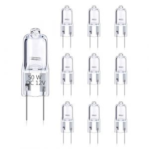 DoRight Lot de 10 Ampoules Halogènes AC/DC 12V GY6.35/G6.35 50W à Intensité Variable Blanc Chaud 2700K Bi-pin Transparent pour Lustre, Lampe de Bureau, Lampe suspendue, Applique Murale, éclairage (Kangqiusheng shop, neuf)