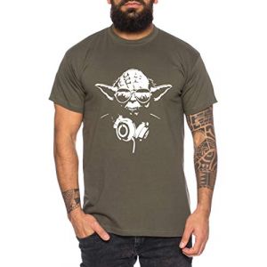 Tee Kiki Yoda - T-Shirt pour Homme DJ Yoda Jedi Ritter The Empire Turntables Music Rave House Trance Techno Geek, Gr&ouml;&szlig;e2:XX-Large, Farbe2:Kaki (TeeKiki, neuf)