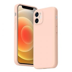 Meliya Coque Compatible pour iPhone 12 Mini 5.4”, Étui en Silicone avec Doublure en Microfibre Souple, Conception Spéciale de Bord Droit (Rose) (NaRuiEr, neuf)
