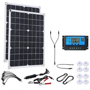 Kit Solaire 500 W Hors réseau, 2 Panneaux solaires Flexibles 250 W 18 V, Module PV monocristallin + contrôleur 60 A pour Bateau, Voiture, Camping-Car, Maison, Hangar, Charge de Batterie 12 V, contrô (Honghang Global Trading Company, neuf)