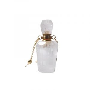 Collier avec pendentif en forme de c&oelig;ur et flacon de parfum en cristal blanc naturel, bijou diffuseur d'huiles essentielles for femme(WhiteCrystalBottle) (lidongjinshop, neuf)