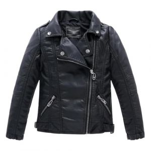 Lengender Blouson Simili Cuir Garçon Fille - Manteau Imitation Cuir - Veste Motard pour Enfant (FR/ES, Numérique, 160, Taille normale) (FindPitaya, neuf)