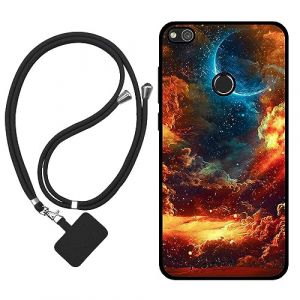 Sunrive Coque Compatible avec Huawei P8 Lite 2017/P9 Lite 2017,TPU &Eacute;tui Housse Protecteur Souple Gel Mat Back Cover Mignon Motifs Antichoc Case(Nuages,Lune,Ciel)+1x Universelle Dragonne (sunrive, neuf)