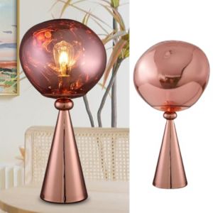 ZHNPJE Lampe de Table Haute Moderne en Or Rose, Lampe de Chevet au Design Contemporain en Forme de Miroir, Lampe de Table Ronde &agrave; LED fondante, Lampe de Chevet pour Chambre &agrave; Coucher, Salon (heyejiaxin, neuf)
