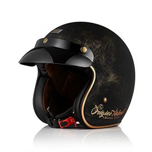ORIGINE Casque Jet de Moto Vintage Casque Scooter R&eacute;tro de Moto Homologu&eacute; ECE (Scacco Bronze Matt,XL) (H&H Sports Protection srl, neuf)