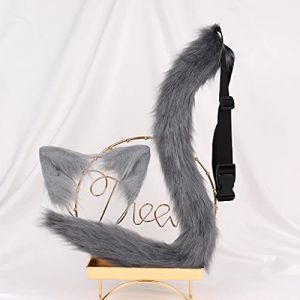 JOERBABU Serre-t&ecirc;te pour oreilles de chat en peluche pour femme, couvre-chef, f&ecirc;te masqu&eacute;e, queue de chat, accessoires de cosplay, accessoires de costume pour femme (jiushuang, neuf)