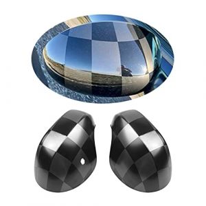 MINI Extérieur Miroir Décor, coques de rétroviseurs latéraux pour Mini Cooper One/D/SD/S/JCW F54 F55 F56 F57 F60 2020-2022 (Noir À carreaux, Série F Avec trou de lumière) (UVCANY-EU, neuf)