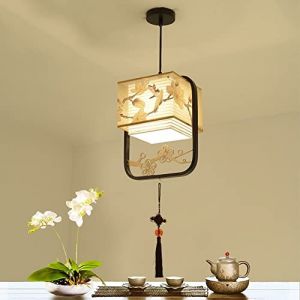 Nouveau Lustre Chinois, Simple Fer Forg&eacute; Tissu Gang Pendentif Lumi&egrave;re V&eacute;randa Restaurant Plafonniers All&eacute;e Carr&eacute;e Suspension Lampe De Style Japonais Corridor Porche Hall D'entr&eacute;e Petites Lampes (GuangTaiShangMaoYouXianGongSi, neuf)