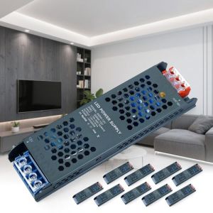 KSIBNW Alimentation 24V Transformateur 220V LED Transfo, Extra Fin Driver Adaptateur Alimentation 220V AC &agrave; 24V DC 16,6A 200W Adapter Constante Alimentation Basse Tension pour LED Bande, 10 Pi&egrave;ces (KSIBNW, neuf)