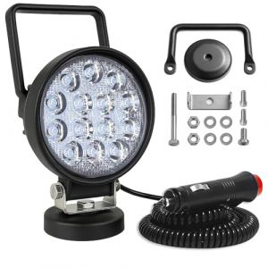 Willpower 1 Pcs Flood Phare de Travail LED, 4 pouces 42W avec Base magn&eacute;tique Feux led, Barre lumineuse de travail pour 4x4 Voiture Camion SUV Bateau Camping (LJ-EU, neuf)