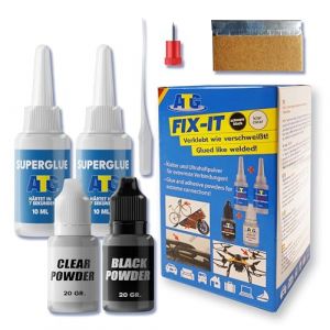 ATG® Kit colle 2 composants ultra résistant – Collage métal, verre, bois, plastique – Soudure liquide avec 2 doses de poudre ultra forte (A.T.G GmbH & Co. KG, neuf)