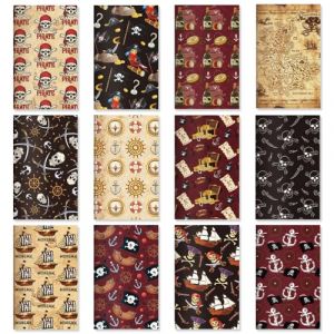 Boerni Lot de 12 mini carnets de poche cousus sur le th&egrave;me du pirate pour enseignants, r&eacute;compenses de salle de classe, cartes au tr&eacute;sor, design de carte de tr&eacute;sor, pour f&ecirc;te d'anniversaire (LaMure, neuf)