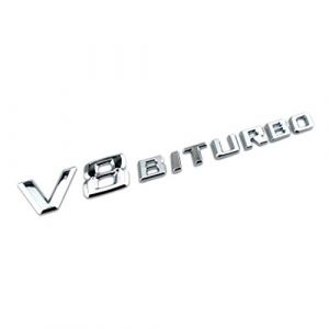 MEYING BITURBO Logo De La Capuche Autocollants Et Décalcomanies De Voiture Compatible avec AMG Mercedes Benz Voiture Trunk Corps Emblem Badge Stickers Logo De La Capuche(2PCS Étanche) (Yajimsa, neuf)