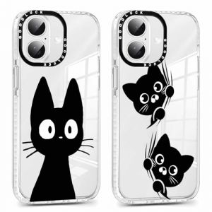 ZhuoFan 2 Pièces Coque pour iPhone 15 Plus 6,7", Motif Mignon Chat Dessin Étui Aesthetic Transparente Silicone Housse de Téléphone Antichoc Bumper Protection Case Cover Fille Femme, 02 (Zitong Liu EU, neuf)