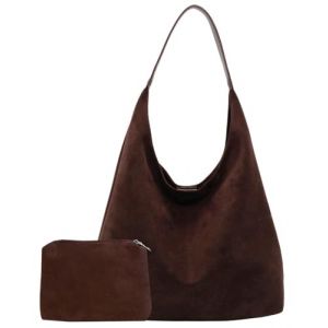 Sac &agrave; main souple en daim pour femme, sac fourre-tout, sac &agrave; bandouli&egrave;re, grand sac &agrave; main en daim marron, sac &agrave; main de bureau, sac &agrave; main sous les bras, caf&eacute;, Medium (shiyangdianzi, neuf)