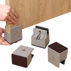 Ezprotekt Lot de 4 rehausseurs de chaise réglables de 5,1 cm avec pince à vis, rehausseurs robustes pour canapé-lit et meubles, pour pieds de chaise carré/ronds de 0 à 3,8 cm, supporte 9,1 kg (gris) (Ezprotekt-FR, neuf)