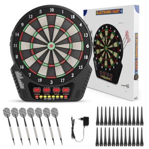 Hoyiyobi Cible de fléchettes électronique Professionnelle,Jeu de Flechettes électronique avec 6 Fléchettes, Jeu de fléchettes électroniques avec écran LCD,pour Amis, Famille, Réunions de Bar (Maksimshopco, neuf)