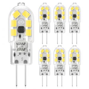 Eco.Luma Ampoules LED G4 12V AC/DC, 180LM Blanc Froid 6000K, 2W &Eacute;quivalent 20W Ampoule Halog&egrave;ne, Sans Scintillement, Non-Dimmable, Parfait pour hotte de cuisine et lustre, Lot de 6 (Ledmart, neuf)