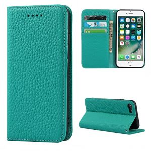 Cavor Coque Compatible avec iPhone 7/8/SE 2020/SE 2022 Etui,Flip Cuir v&eacute;ritable Portefeuille &Eacute;tui en Cuir,[avec Cordon][4 Fentes][Magn&eacute;tique],Housse Protection Etui - Bleu Ciel (Copmob, neuf)
