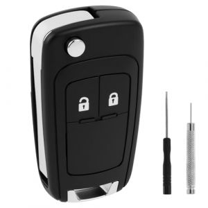 2 Boutons Coque de cl&eacute; Compatible pour Opel Astra J Adam Insignia Mokka Zafira Meriva B Chevrolet Orlando Aveo Matiz Cruze Spark Trax Corsa Karl, T&eacute;L&eacute;Commande Coque Voiture avec Lame (TuGuangZhi, neuf)