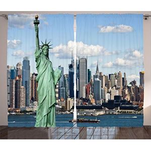 ABAKUHAUS New York Rideaux, Liberty NYC, Décoration Intérieure Accent Lot de 2 Panneaux, 280 x 225 cm, Bleu Sarcelle (Abakuhaus, neuf)