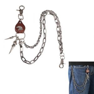 Cha&icirc;ne de Pantalons Hip Hop pour Hommes Pantalon Porte-cl&eacute;s Rock Gothique Jeans Link Coil Leash chaine pantalon chainette acier inoxydable (argent) (ANETTEE GLOBALISS, neuf)
