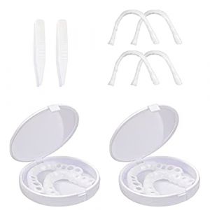 NITAIUN 2 Pièces Prothèses Dentaires Prothèses Instantanées de Facettes Fausses Dents Sourire Parfait Fausses Dents Haut et Bas de Dents avec Mini Pince à Épiler pour Hommes et Femmes (2 Pièces) (QiMingXia EU, neuf)