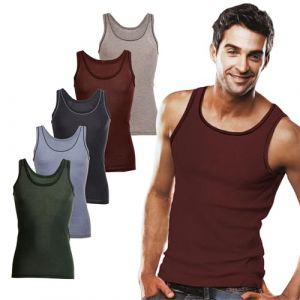 SGS Lot de 5 Debardeur Homme - Maillot de Corps 100% Coton - Toutes Tailles Disponibles - Lot de Marcel Homme Blanc & Noir ou Multicolore (SGS "Preise inkl. MwSt", neuf)