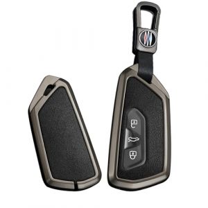 ontto Coque de clé de Voiture - Convient pour Skoda Octavia A8 MK8 Seat Leon FR Mk4 Cupra Formentor - pour VW Golf 8 ID.6 - en métal - avec Porte-clés - Noir (Ontto, neuf)