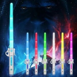 Sabre Laser pour Enfants,Abre Laser, Épée Laser à Double Lame avec 7 Couleurs et Effets Sonores |Rechargeable USB, Cosplay Fête d'anniversaire Cadeaux (Argent) (kakateluo, neuf)