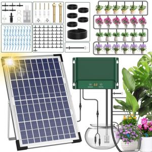 AnseTo Kit Arrosage Automatique Solaire pour Jardin, Programmateur Arrosage Automatique avec Panneau Solaire pour Pelouse Pot de Fleur Plantes Exterieur Vacances Systeme Arrosage Goutte a Goutte (AnseTo Watering Tool Shop EU-KX, neuf)