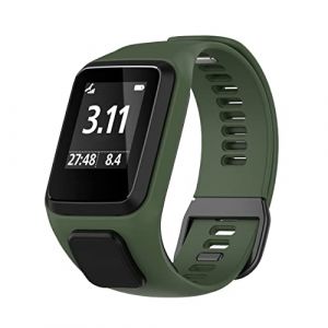 CZhkg Bracelet de Montre pour TomTom 4/TomTom &Eacute;tincelle Strap,Silicone Strap Bracelets Armband Strap Bande avec Fermoir pour Tomtom Runner 2/Runner 3/Golfeur 2/Runner 3 Cardio Watch (vert fonc&eacute;) (CZhkg, neuf)