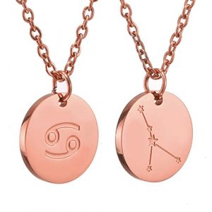 AFSTALR Zodiac Chain - Collier pendentif zodiaque or/argent/or rose I Collier zodiaque acier inoxydable femme, collier acier inoxydable femme (AFSTALR, neuf)