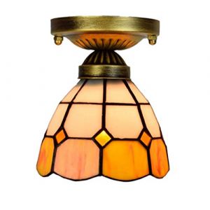Yjmgrowing Plafonnier Style r&eacute;tro Tiffany de 6 Pouces pour Couloir Plafonnier en vitrail Semi-encastr&eacute; pour &eacute;clairage de Balcon,110-240V, E27,40W,B,6INCH (CARWOOUK, neuf)