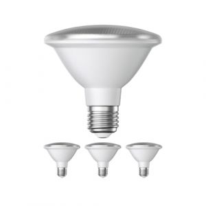 ledscom.de 4 pi&egrave;ces E27 ampoules LED, PAR30 cou court, blanc (4200 K), 13 W, 1025lm, 43&deg;, miroir r&eacute;flecteur (argent) (LEDs Com GmbH, neuf)