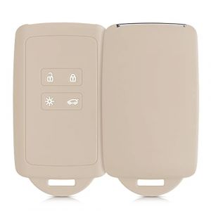 kwmobile Accessoire clé de Voiture Compatible avec Renault Smart Key 4-Bouton (Keyless Go Uniquement) - Coque en Silicone Souple avec Embout Porte-Clé - crème (SX-Commerce, neuf)