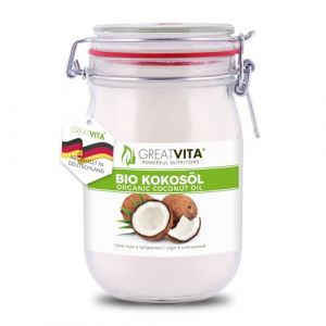 MeaVita Huile de Noix de Coco Biologique/Vierge/Pressée à Froid dans un Bocal à Repasser 1 L (mituso, neuf)